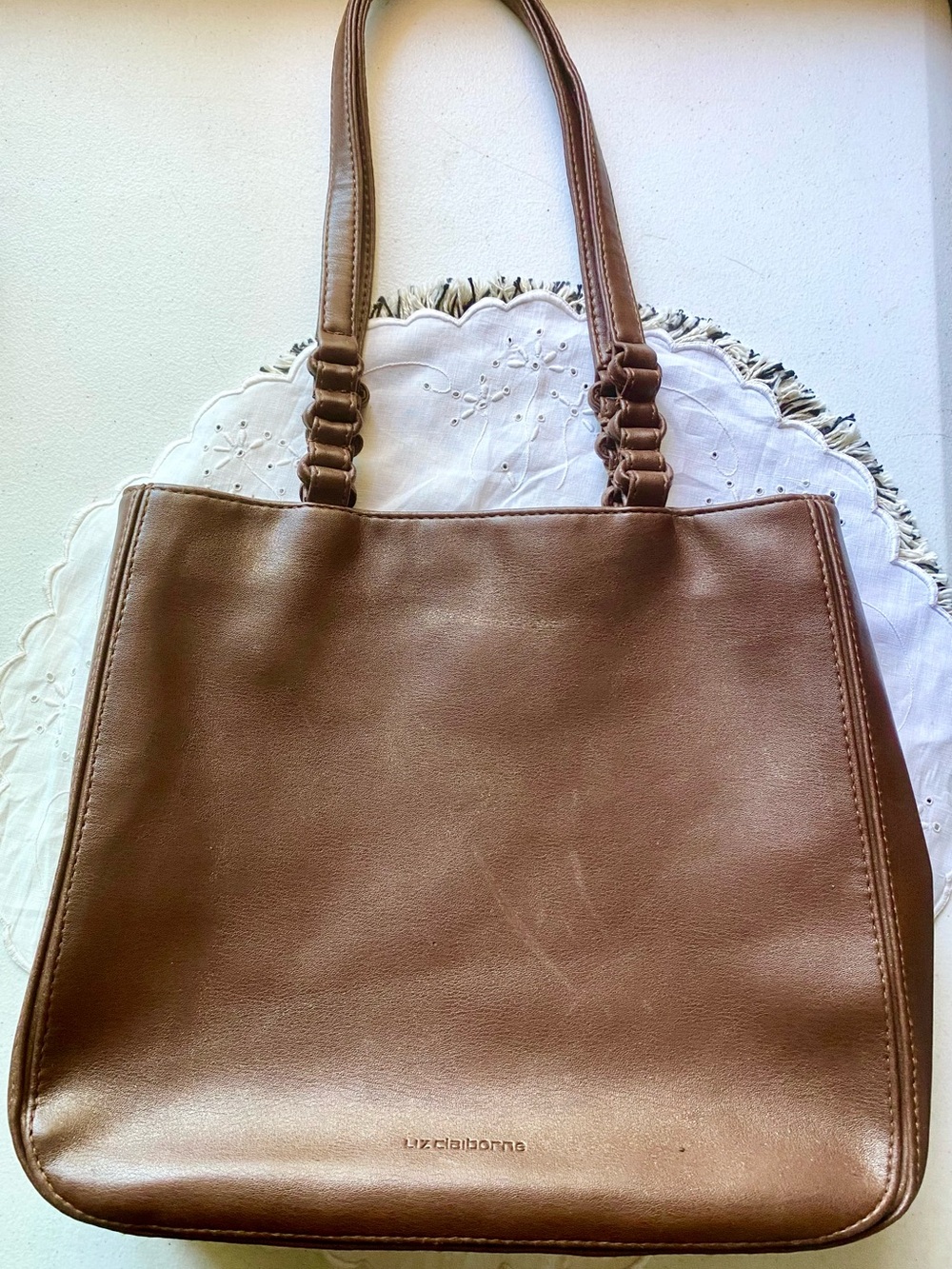 Liz Claiborne Tan Brown Leather Shoulder Tote